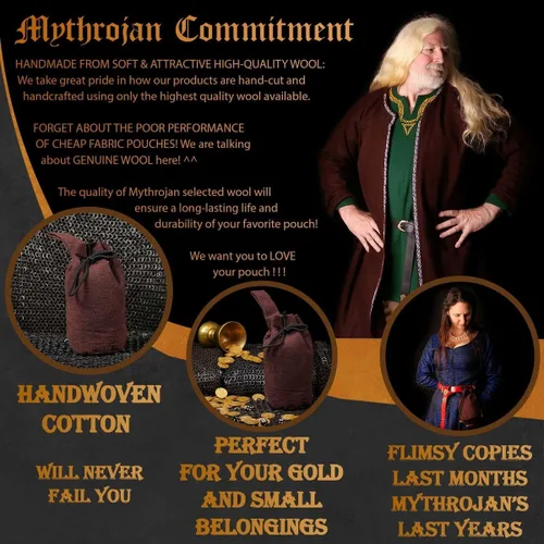 Vista 2 de Mythrojan Riñonera con cordón para renacimiento, accesorios para disfraz, bolsa de joyería