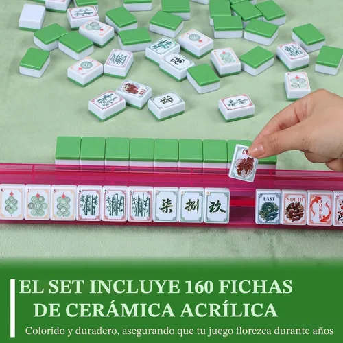 Vista 5 de Arrowbash Juego de 160 piezas de mahjong americano de 1.2 pulgadas, color Verde