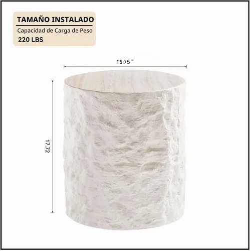 Vista 2 de WILLIAMSPACE Mesa auxiliar redonda de 15.75" con patrón de piedra de cemento para sala de estar, mesa auxiliar moderna circular de fibra de vidrio