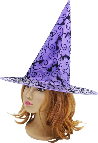 Vista 3 de Hooin Sombrero de brujas - Halloween, paquete de 2 (negro y morado)