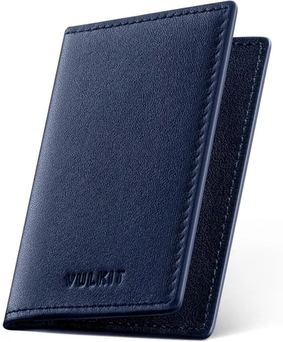 Vista 16 de VULKIT - Tarjetero de cuero para tarjetas de visita de dos lados, organizador delgado de tarjetas de nombre para negocios para hombres o mujeres