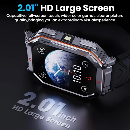 Vista 6 de Reloj inteligente GPS militar para hombres, asistente de voz GPT, reloj inteligente con linterna LED, pantalla HD de 2.01" con Bluetooth