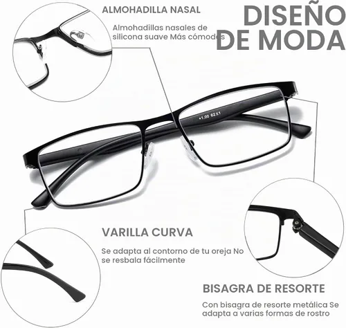 Vista 3 de NaNaKo 3 Pack Reading Glasses for Men, Lightweight Blue Light Blocking Metal Frame Mens Readers