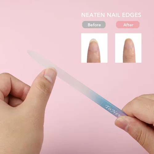 Vista 7 de Lima de uñas de vidrio en estuche, lima de uñas de cristal, lima checa, lima de uñas grabadas de doble cara para arte de uñas y cuidado de uñas