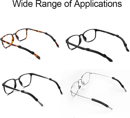 Vista 5 de lvvfit Retenedor de silicona suave para lentes de patillas para niños y adultos, retenedores elásticos antideslizantes, Negro