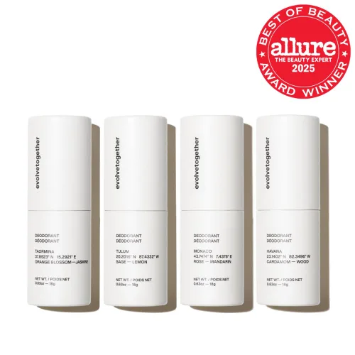 Vista 2 de evolvetogether Desodorante Natural Sin Aluminio para Mujeres y Hombres Paquete de Viaje de 4 Neutraliza Olores, Calma la Piel Vegano, Libre