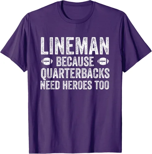 Vista 76 de Lineman Because Quarterbacks Need Heroes Camiseta de fútbol linieros S Negro
