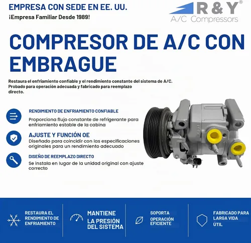 Vista 2 de Compresor de aire acondicionado automotriz RYC IG312