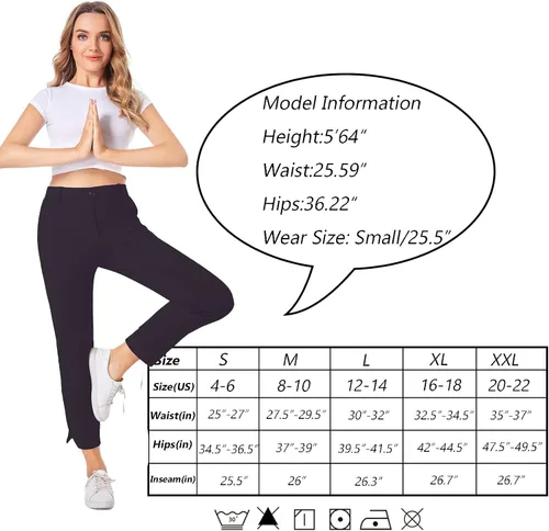 Vista 5 de HARTPOR Women's Golf Yoga Pants Stretchy with Belt Loop Slacks for Work Business with 3 Pockets