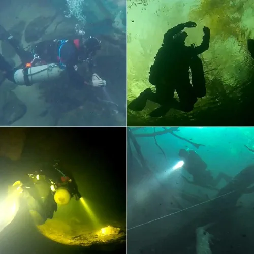 Vista 7 de SecurityIng DF06 3000LM - Luz de buceo con bote primario, 3 LED, linterna subacuática de 492 pies/492.1 ft con cable de 3.9 ft para buceo