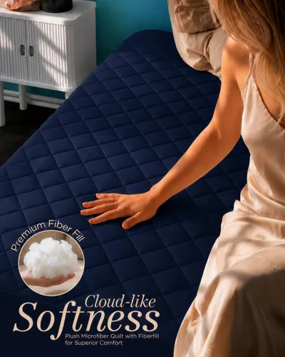 Vista 5 de Utopia Bedding - Funda acolchada ajustada para colchón, tamaño matrimonial, protector y cubierta de colchón elástico con bolsillo profundo que se