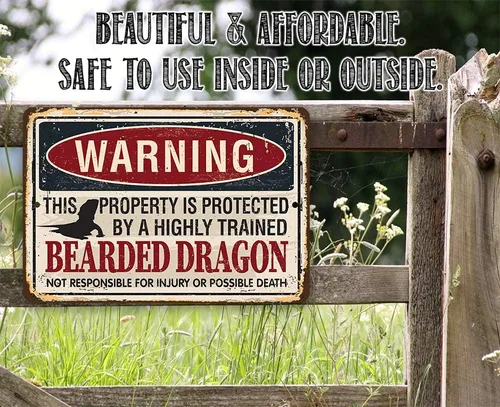 Vista 4 de Bearded Dragon Metal Sign (12x18 Protected By Bearded Dragon)