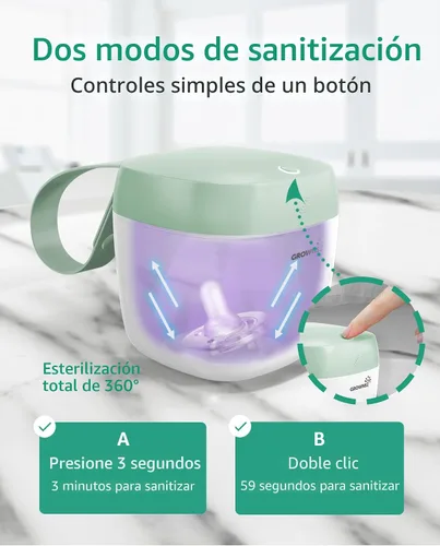 Vista 3 de GROWNSY Desinfectante de Chupones Portátil, Desinfectante de Luz UV Para Llevar, Estuche Desinfectante con Carga USB, Mini Desinfectante de Chupones