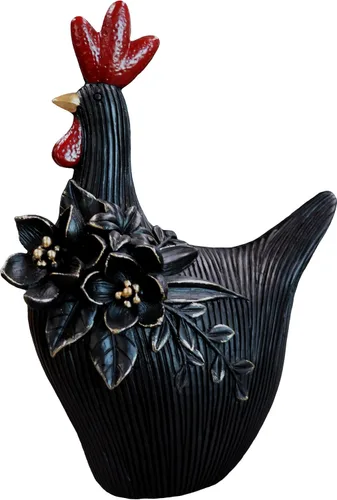 Vista 12 de Escultura decorativa de gallo para jardín (gallina negra)
