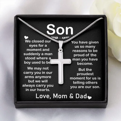 Vista 3 de Regalos de joyería significativos regalo personalizado para el primer día del padre para hijo collar de cruz regalo de cumpleaños para hijo colgante