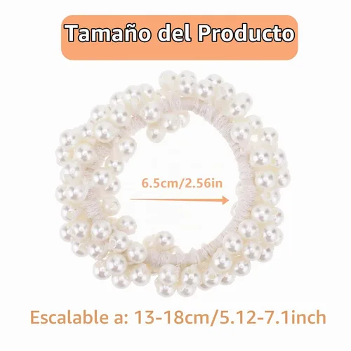 Vista 2 de Lusofie 4 ligas para el cabello con perlas blancas y perlas elásticas para coleta de caballo, accesorios para el cabello para mujeres y niñas