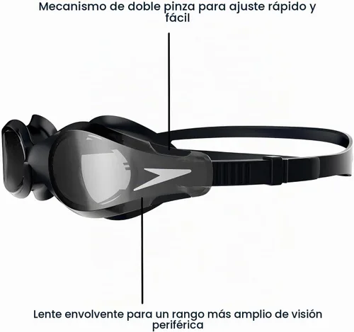 Vista 3 de Speedo Gafas de natación unisex para adultos Hydrosity 2.0 Negro/Gris Óxido/Humo