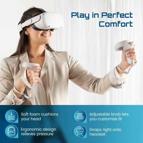 Vista 5 de Halo VR for Meta Quest 2 Accessories Bundle - Head Strap Plus 2 Knuckle Straps 2 Anti-Drop Wristbands - Adjustable for Ultimate Comfort OculusMeta