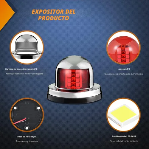 Vista 5 de Nilight - Luz de navegación para barco, 2 unidades, 8 LED, luces de lazo rojo y verde Luz de navegación 8LED- 2 piezas
