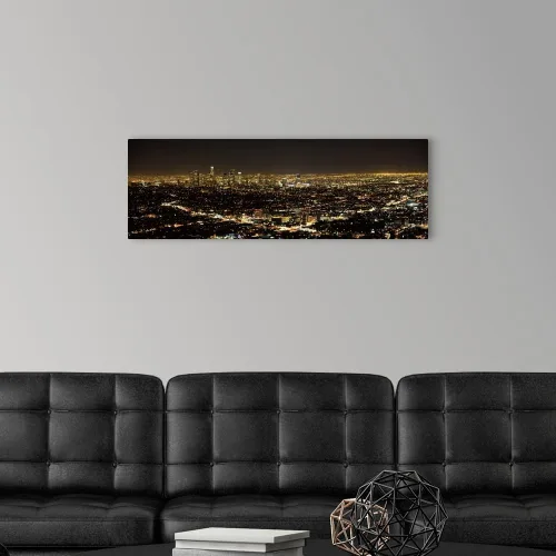 Vista 3 de CANVAS ON DEMAND Lienzo decorativo para pared, diseño de vista aérea de un paisaje urbano de Los Ángeles, California, decoración del hogar, arte