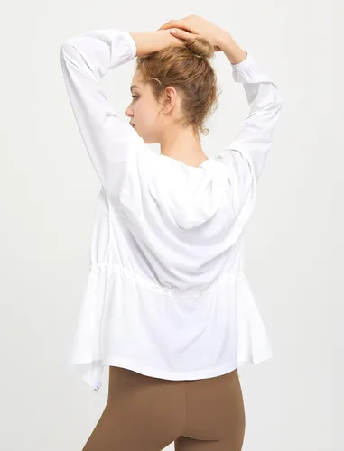 Vista 2 de Locachy Sudadera con capucha para mujer con protección solar UPF 50+, cremallera completa, enfriamiento, activo, correr, sudadera con capucha