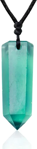 Vista 8 de Runyangshi Colgantes de cristal curativo, collar de cuarzo de cristal natural de un solo punto, 6 facetas de chakras, piedra de reiki, energía