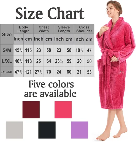 Vista 6 de Inner Wish Bata de felpa para mujer, acogedora y cálida, bata de spa con bolsillos