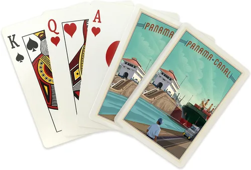 Vista 2 de Lantern Press Canal de Panamá, Litho (52 cartas de juego, baraja de cartas tamaño póquer con comodines)
