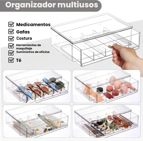 Vista 3 de LALOBLUE Estuche para Anteojos con Cajón – Organizador de Gafas de Sol de Acrílico, Soporte Extraíble para Múltiples Anteojos, Anteojos de Lectura