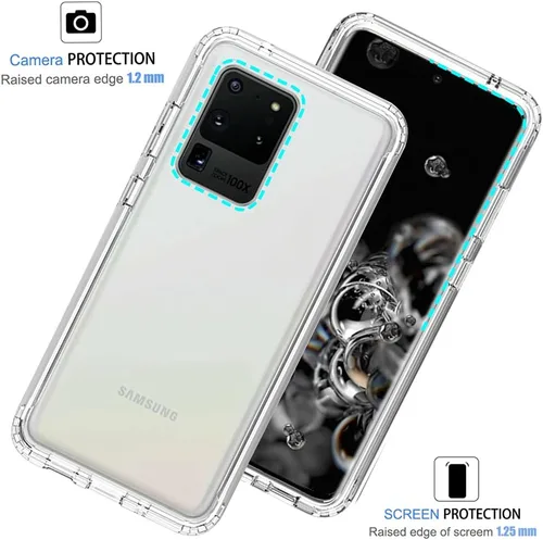 Vista 2 de Funda para Galaxy S20 Ultra 5G, transparente de cuerpo completo, a prueba de golpes, carcasa de policarbonato duro, cubierta de parachoques de TPU