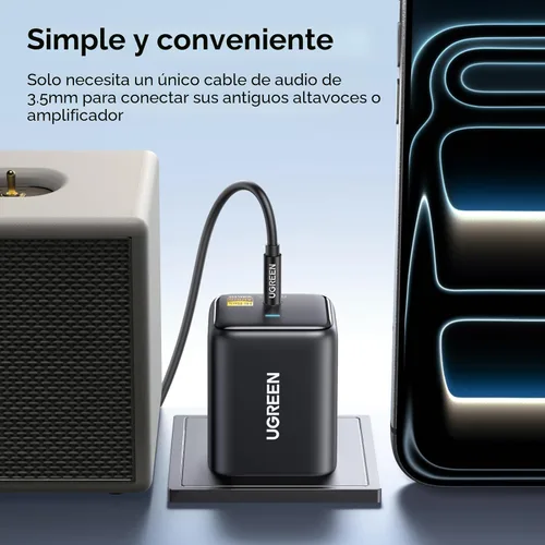Vista 8 de UGREEN Adaptador de audio LDAC Bluetooth 6.0 para altavoces domésticos de TV, receptor Bluetooth de audio inalámbrico de alta resolución, añade