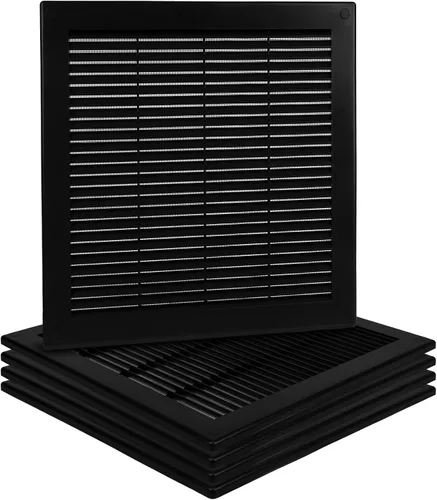 Vista 39 de Paquete de 2 cubiertas cuadradas de ventilación de aire de 4" x 4" (tamaño exterior) - Deflector de ventilación de plástico negro - Malla