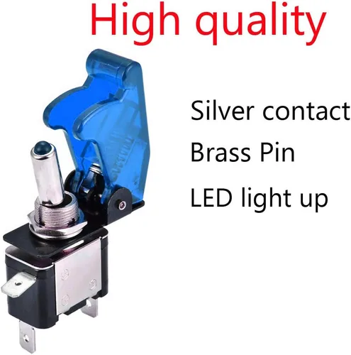 Vista 5 de Interruptores oscilantes unipolares E Support de encendido y apagado con lámpara de luz led para auto o barco, de 12 V y de 20 A, Azul Led azul