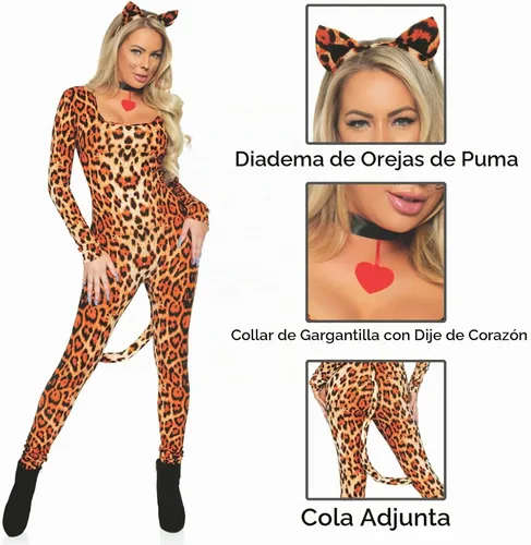 Vista 3 de Leg Avenue Lycra Catsuit Cougar Disfraz adulto
