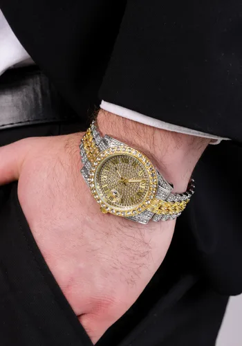 Vista 3 de Accesorio de Reloj Dorado Bling para Disfraz Multicolor