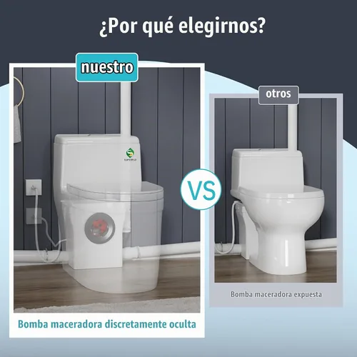 Vista 2 de SUPERFLO Sótano de inodoro con sistema de inodoro macerante de 600 W