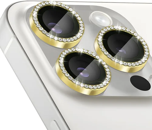 Vista 8 de Protector de lente de cámara para iPhone 15 Pro/15 Pro Max, protector de lente de anillo de cámara de vidrio templado individual con bandeja
