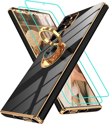 Vista 91 de Funda para Motorola Moto G 5G 2024: Funda Moto G Play 5G 2024 con 2 piezas de protectores de pantalla, soporte de anillo de rotación de 360°