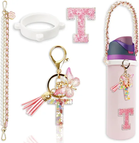 Vista 33 de Letter Handle Strap Accessories with Cute Initial Charm Compatible with Owala Water Bottle 24oz 32oz 40oz Owala Kids