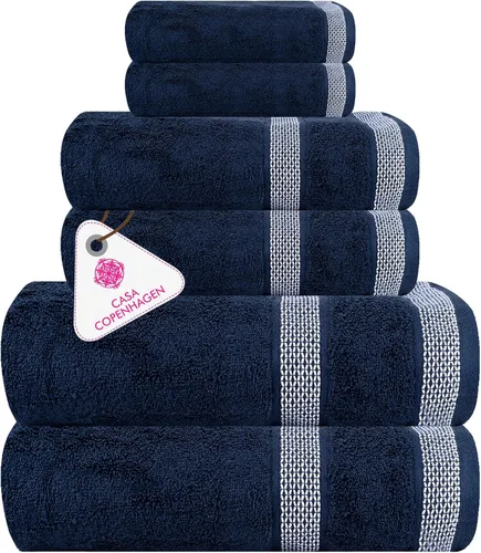 Vista 42 de CASA COPENHAGEN Bella - Juego de toallas de 6 piezas, color gris a rayas, 21.16 oz/m², 2 toallas de baño, 2 toallas de mano y 2 toallas pequeñas