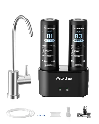 Vista 11 de Waterdrop 10UA PRO Filtro de agua para debajo del fregadero, no se requiere perforación, recordatorio de tiempo, fácil instalación, reduce el plomo