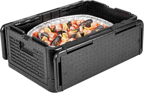 Vista 13 de Restaurantware -Cater Tek - Caja caliente de catering de 14 cuartos de galón, 1 bandeja portadora de alimentos aislada de carga superior - Capacidad