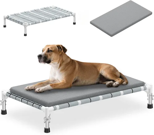Vista 7 de Cama elevada para perros con cojín, camas elevadas de enfriamiento para perros al aire libre