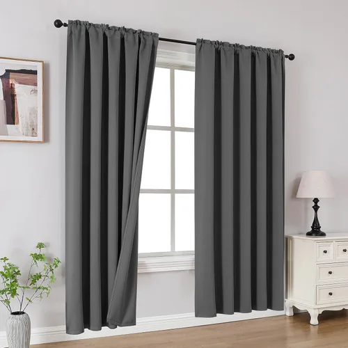 Vista 35 de CUCRAF Cortinas Opacas Beige de 45 Pulgadas, con Aislamiento Térmico Reductor de Ruido con Bolsillo para Barra, Cortinas de Ventana para Dormitorio