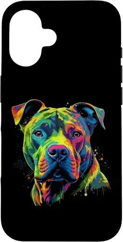 Vista 32 de Pit Bull Mom Dog Lover Colorful Artistic Pitbull Owner Women Case for iPhone 17