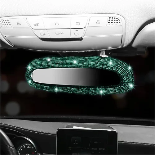 Vista 13 de Funda brillante para espejo retrovisor, protector elástico de felpa para espejo retrovisor, con diamantes de imitación brillantes decorativos