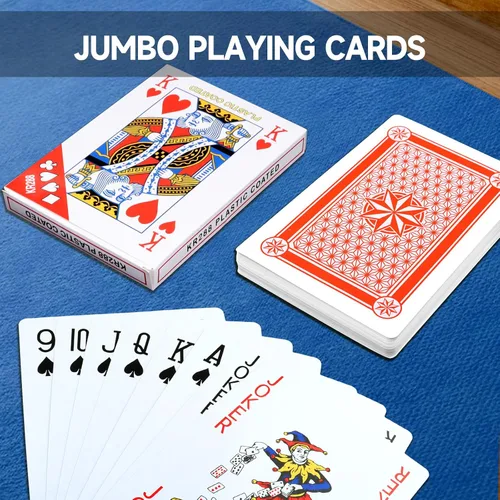 Vista 5 de GSE Games & Sports Expert Naipes jumbo, cartas grandes de gran tamaño, póker enorme para adultos, personas mayores, decoraciones de fiesta de casino