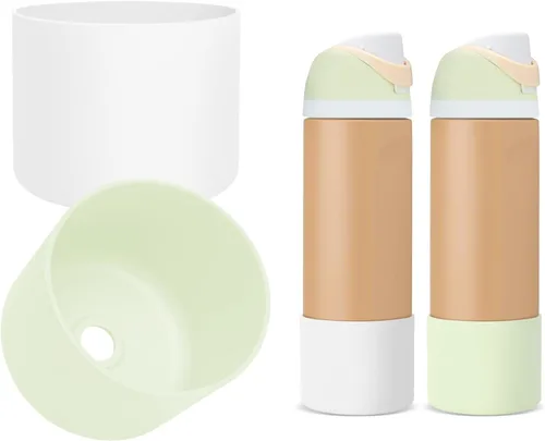 Vista 27 de 2 botas de silicona compatibles con Owala FreeSip de 24 onzas, funda protectora superior para botella de agua, reducción de ruido, cubierta inferior