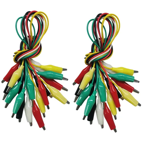 Vista 8 de 10 clips eléctricos de cocodrilo de alta calidad, 5 cables de prueba de colores con sondas de prueba, cables de puente de cocodrilo con clips