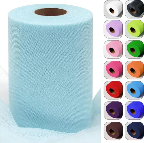 Vista 14 de Rollos de tela de tul verde ácido de 6 pulgadas por 100 yardas (300 pies) Cinta de tul para tutú, falda, envoltorio de regalo, decoración de boda